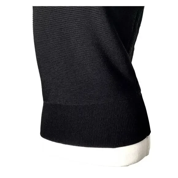 Reiss Megan Bardot Black Off The Shoulder Ribbed Knit Short Sleeve Top Large - Picture 4 of 8